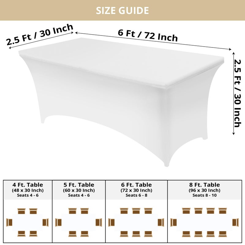 Utopia Kitchen Spandex Tablecloth 2 Pack [6FT, White] Tight, Fitted, Washable and Wrinkle Resistant Stretch Table Cloth Rectangle Cover for Trade Show, Weddings & Parties [72Lx30Wx30H Inch] - Image 2